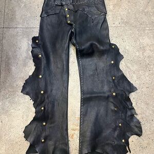 Black Leather Flared Pants